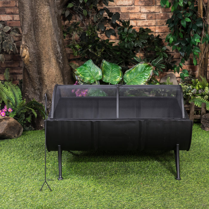 Deko Living 35\" Barrel Wood Burner Firepit 