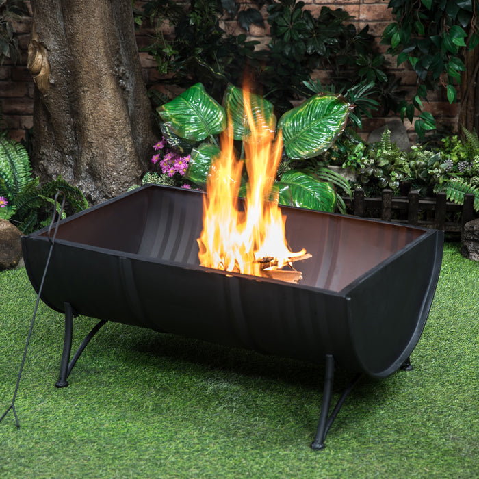 Deko Living 35\" Barrel Wood Burner Firepit 