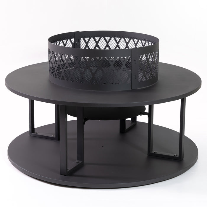 Deko Living Metal Wood Burner Round Fire Pit & Log Storage