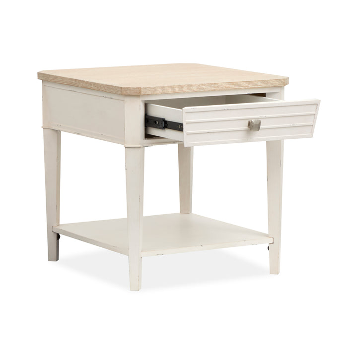 Collins 24\" Traditional End Table with Storage  - Sea Pearl & Driftwood