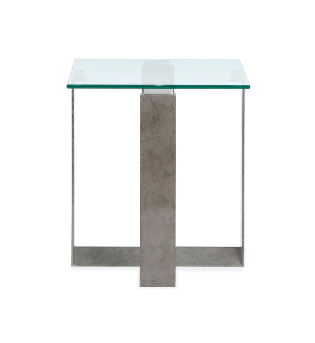 Consort 20\" Contemporary End Table with Glass Top – Aged Pewter 