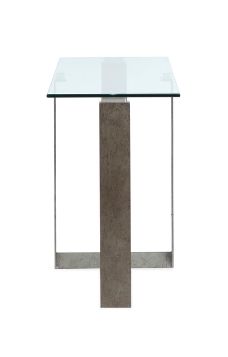 Consort 50\" Contemporary Sofa Table with Glass Top – Aged Pewter 