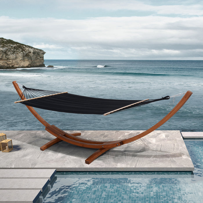 Deko Living Outdoor Cedar Wood Hammock - Black
