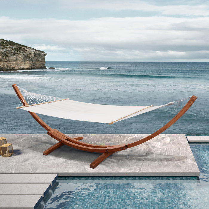 Deko Living Outdoor Cedar Wood Hammock - White