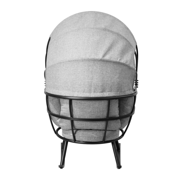 Deko Living Outdoor Rocking Egg Chair with Canopy - Black