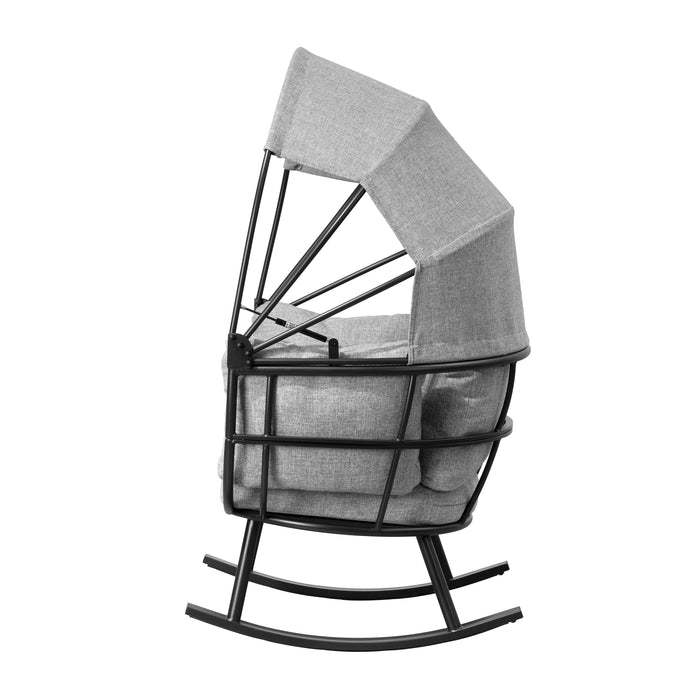 Deko Living Outdoor Rocking Egg Chair with Canopy - Black