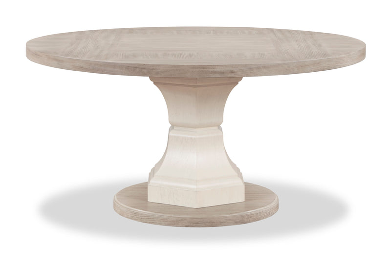 Corsa Round Dining Table - Light Grey and Antique White Oak