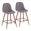 LumiSource Pebble Charcoal Fabric Mid-Century Modern Counter-Height Stool - Set of 2