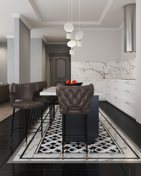 Manhattan Comfort Holguin 37\" Counter Height Barstool with Tufted Back Buttons - Grey