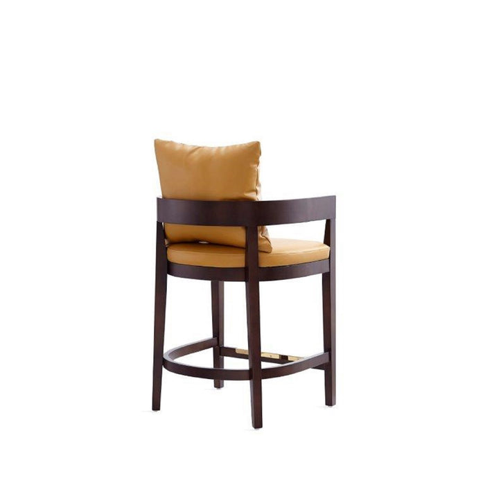 Manhattan Comfort Ritz 34\" Beech Wood Counter Height Barstool - Camel & Dark Walnut