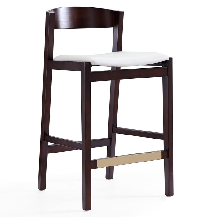 Manhattan Comfort Klismos 36.75\" Beech Wood Counter Height Barstool - Ivory & Dark Walnut