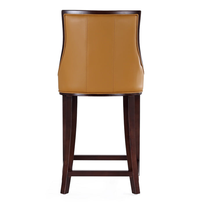 Manhattan Comfort Fifth Avenue 39.5\" Beech Wood Counter Height Barstool - Camel & Dark Walnut