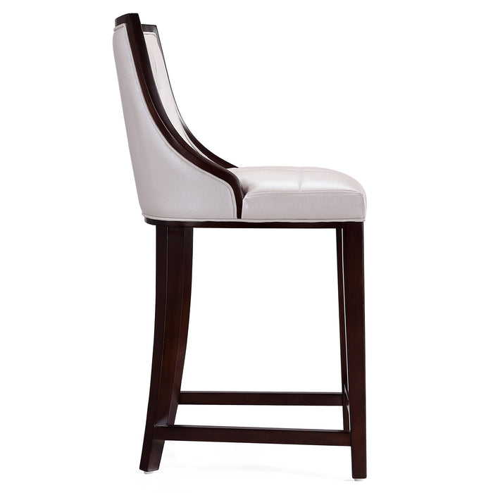 Manhattan Comfort Fifth Avenue 39.5\" Beech Wood Counter Height Barstool - White & Walnut