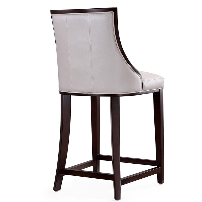Manhattan Comfort Fifth Avenue 39.5\" Beech Wood Counter Height Barstool - White & Walnut
