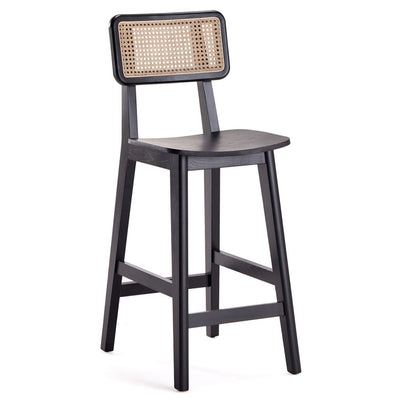 Manhattan Comfort Versailles Counter Height Barstool - Black & Natural Cane|Tabouret bar Versailles de Manhattan Comfort de hauteur comptoir - noir et canne naturelle