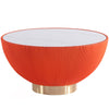 Manhattan Comfort Modern Anderson Coffee Table Upholstered Leatherette with Ceramic Faux Marble Tabletop - Orange