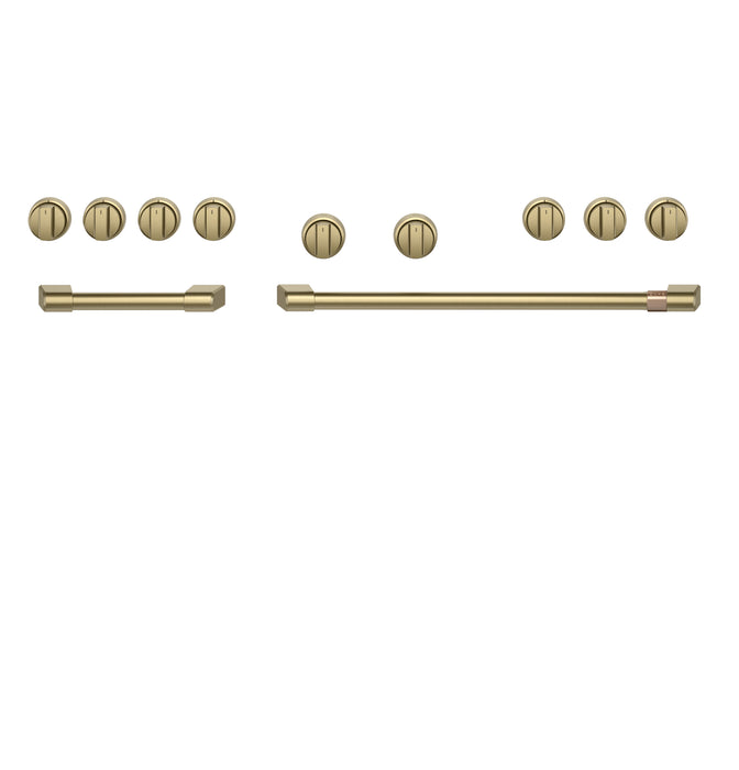 Café 48\" Brushed Brass Handle and Knob Kit for Pro Range and Rangetop - CXPR8HKPTCG