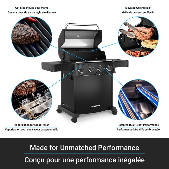 Broil King Crown 410 Shadow 4-Burner 40,000-BTU Propane Gas BBQ - 865054 Grill