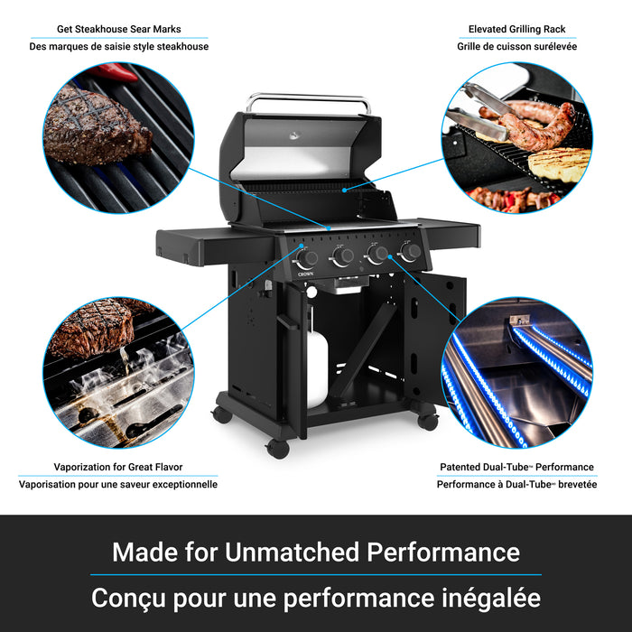 Broil King Crown 420 Shadow 4-Burner 40,000-BTU Natural Gas BBQ - 865157 Grill