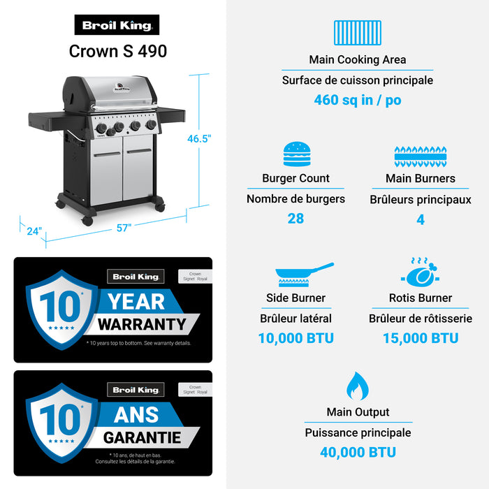 Broil King Crown S 440 4-Burner 40,000-BTU Natural Gas BBQ - 865367 Grill