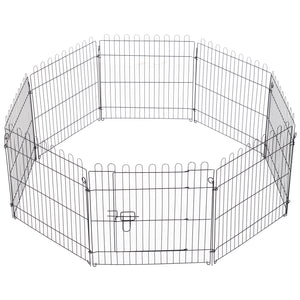 Pawhut 30inch 8-panel Octagon Pet Exercise Playpen Crate Foldable Dog Cage Pen Puppy Kennel, Black