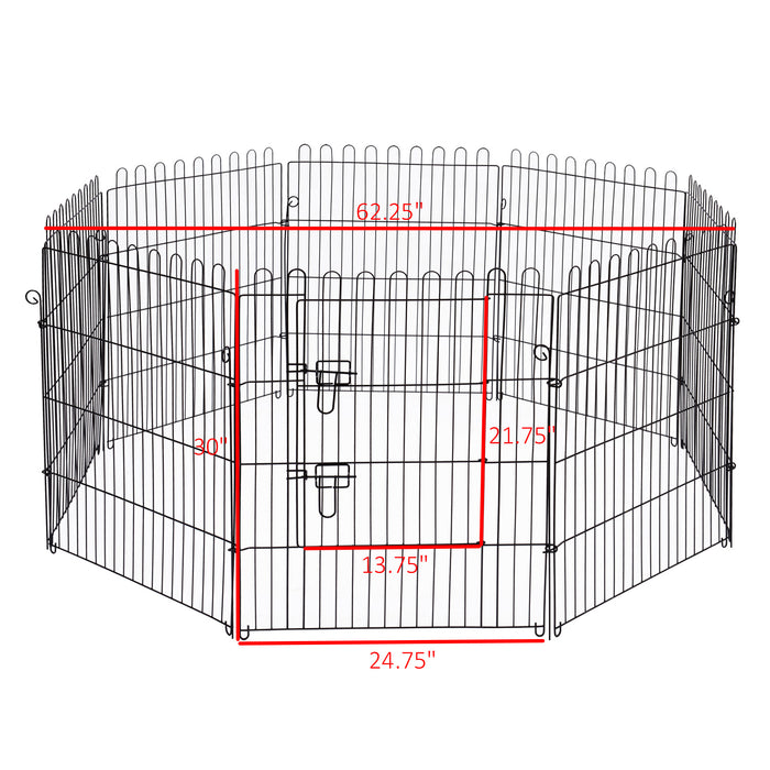 Pawhut 30inch 8-panel Octagon Pet Exercise Playpen Crate Foldable Dog Cage Pen Puppy Kennel, Black