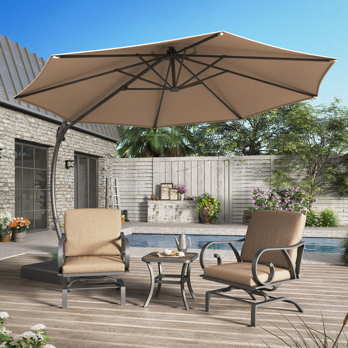 Lausaint 11FT Cantilever Umbrella with Base Beige Patio Umbrella