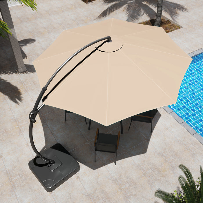 Lausaint 11FT Cantilever Umbrella with Base Beige Patio Umbrella