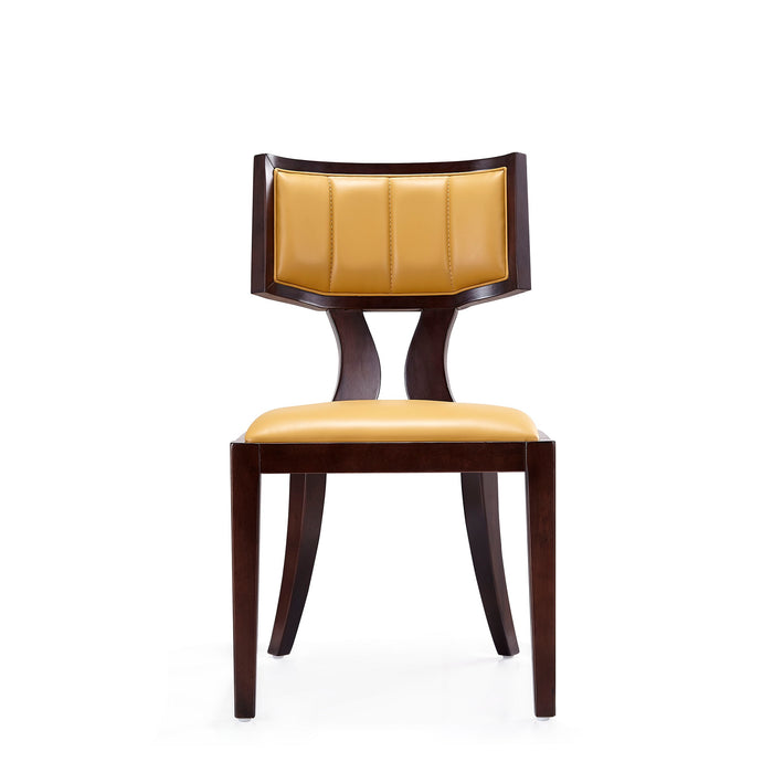 Manhattan Comfort Set of 2 Pulitzer Faux Leather Dining Chairs - Camel & Walnut