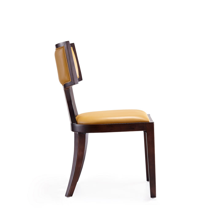 Manhattan Comfort Set of 2 Pulitzer Faux Leather Dining Chairs - Camel & Walnut