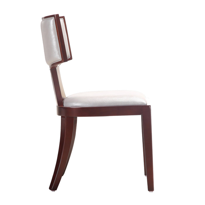 Manhattan Comfort Set of 2 Pulitzer Faux Leather Dining Chairs - Silver & Walnut