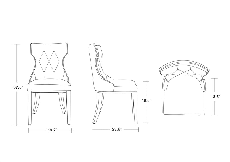 Manhattan Comfort Set of Two Reine Velvet Dining Chair - Antique Gold & Walnut