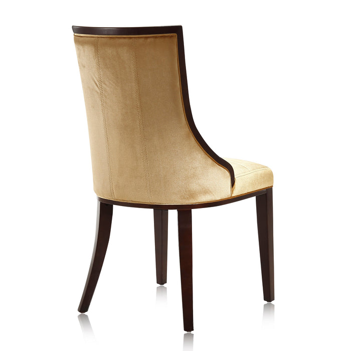 Manhattan Comfort Set of 2 Fifth Avenue Velvet Dining Chairs - Antique Gold & Walnut