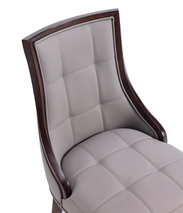 Manhattan Comfort Set of 2 Fifth Avenue Faux Leather Dining Chairs - Grey & Walnut