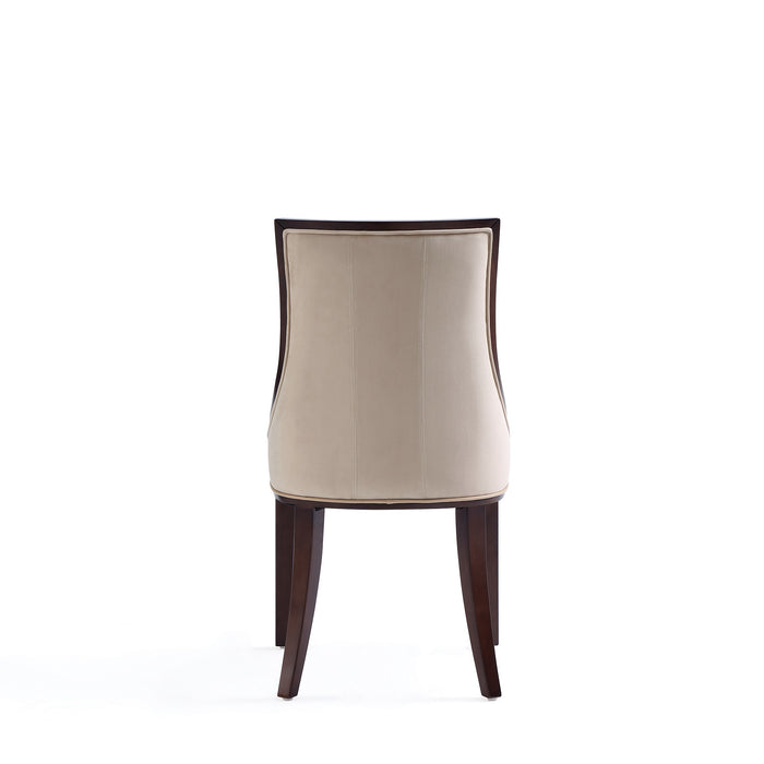 Manhattan Comfort Set of 2 Fifth Avenue Faux Leather Dining Chairs - Tan & Walnut