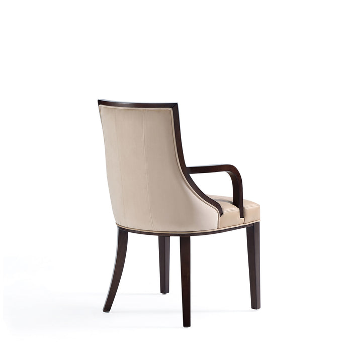 Manhattan Comfort Fifth Avenue Faux Leather Dining Chair - Tan & Walnut