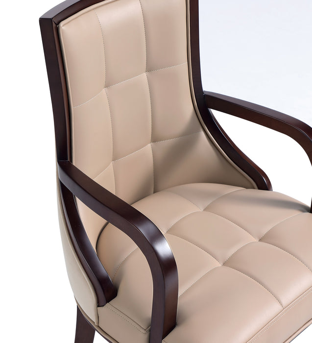 Manhattan Comfort Fifth Avenue Faux Leather Dining Chair - Tan & Walnut