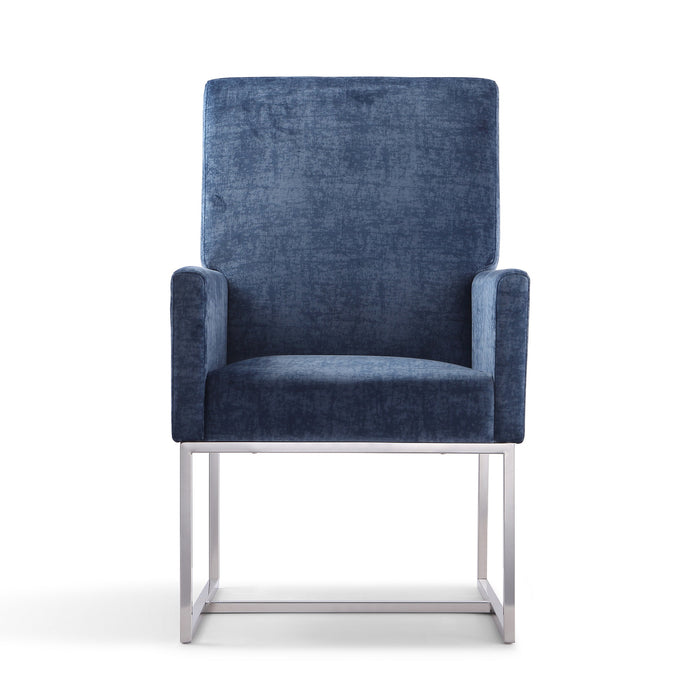 Manhattan Comfort Element Armless Dining Chair - Blue Velvet