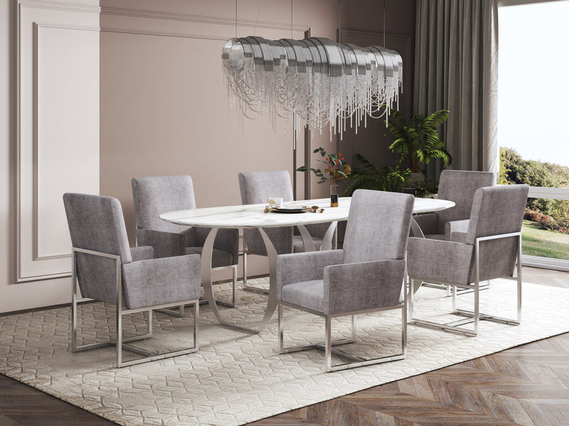 Manhattan Comfort Element Velvet Dining Chair - Grey