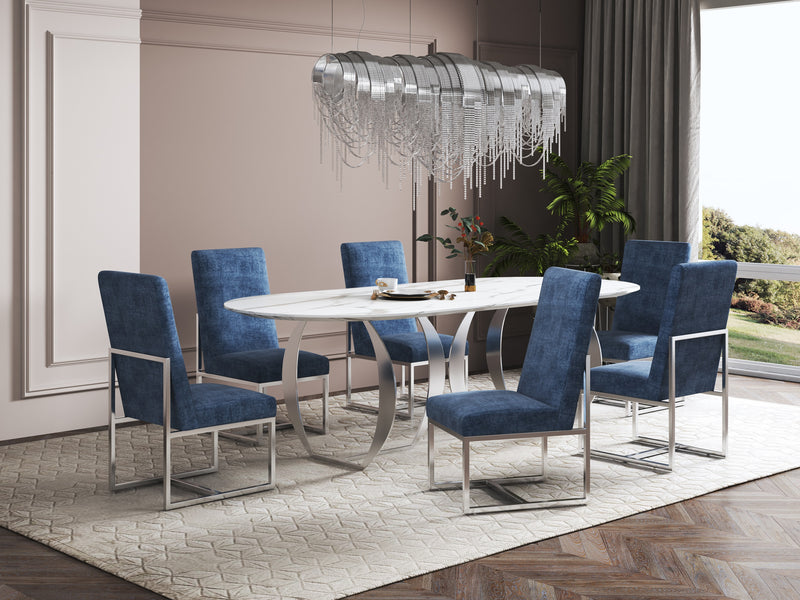 Manhattan Comfort Element Dining Chair - Blue Velvet
