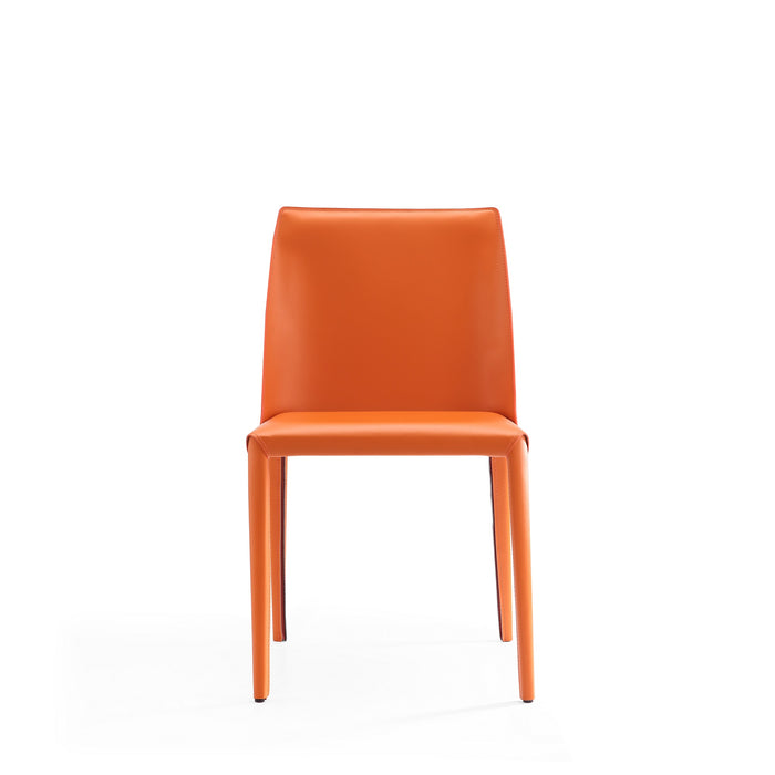 Manhattan Comfort Set of 2 Paris Coral Saddle Leather Dining Chairs - Coral