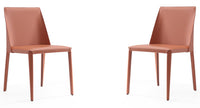 Manhattan Comfort Set of 2 Paris Saddle Leather Dining Chairs - Clay