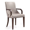 Manhattan Comfort Shubert Modern Faux Leather & Velvet Dining Armchair - Light Grey