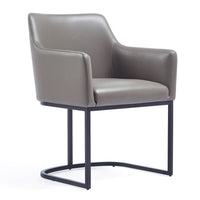 Manhattan Comfort Modern Serena Dining Armchair Upholstered Leatherette with Steel Legs - Grey