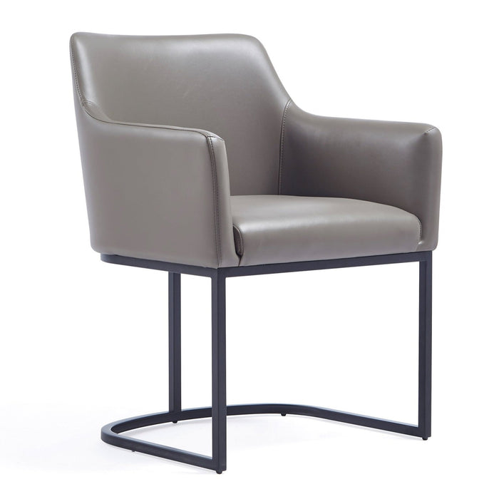 Manhattan Comfort Modern Serena Dining Armchair Upholstered Leatherette with Steel Legs - Grey