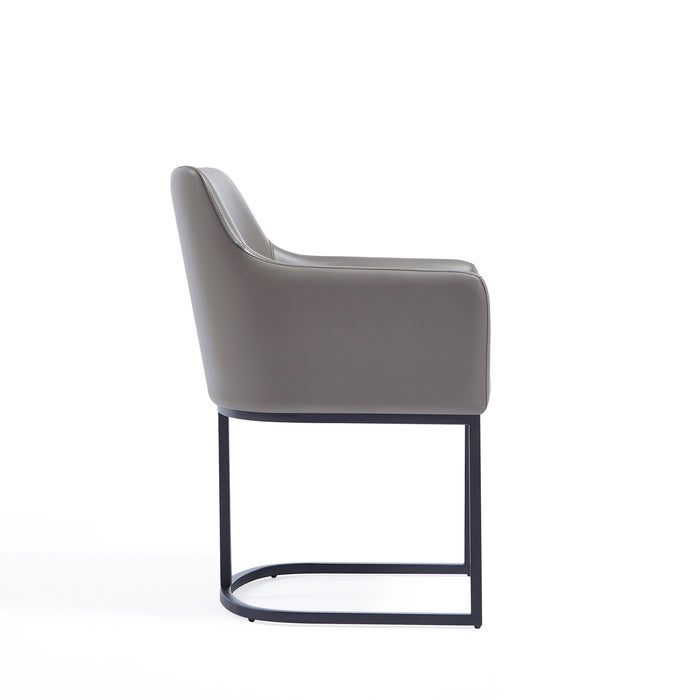Manhattan Comfort Modern Serena Dining Armchair Upholstered Leatherette with Steel Legs - Grey