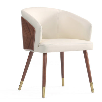 Manhattan Comfort Modern Reeva Dining Chair Upholstered Leatherette with Beech Wood Back & Solid Woo|Chaise de salle à manger moderne Reeva de Manhattan Comfort revêtue de similicuir avec dossier en hê