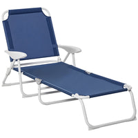 Outsunny Outdoor Lounge Chair With 4-level Adjustable Backrest, Blue