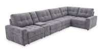 Scott Living Elevate Modular 6-Piece L-Shaped Chenille Fabric Power Reclining Sectional with Storage Console - Grey 