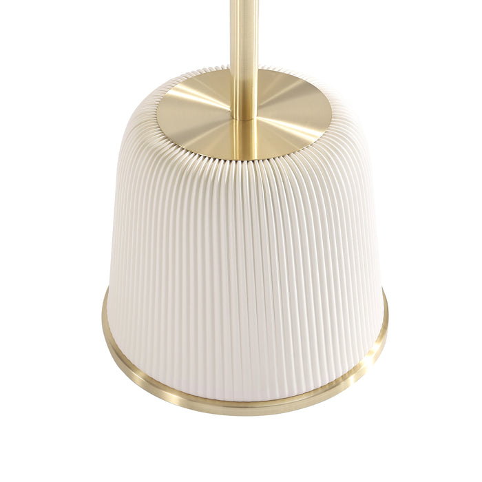 Manhattan Comfort Modern Anderson End Table 1.0 Upholstered Leatherette with Gold Tabletop - Cream